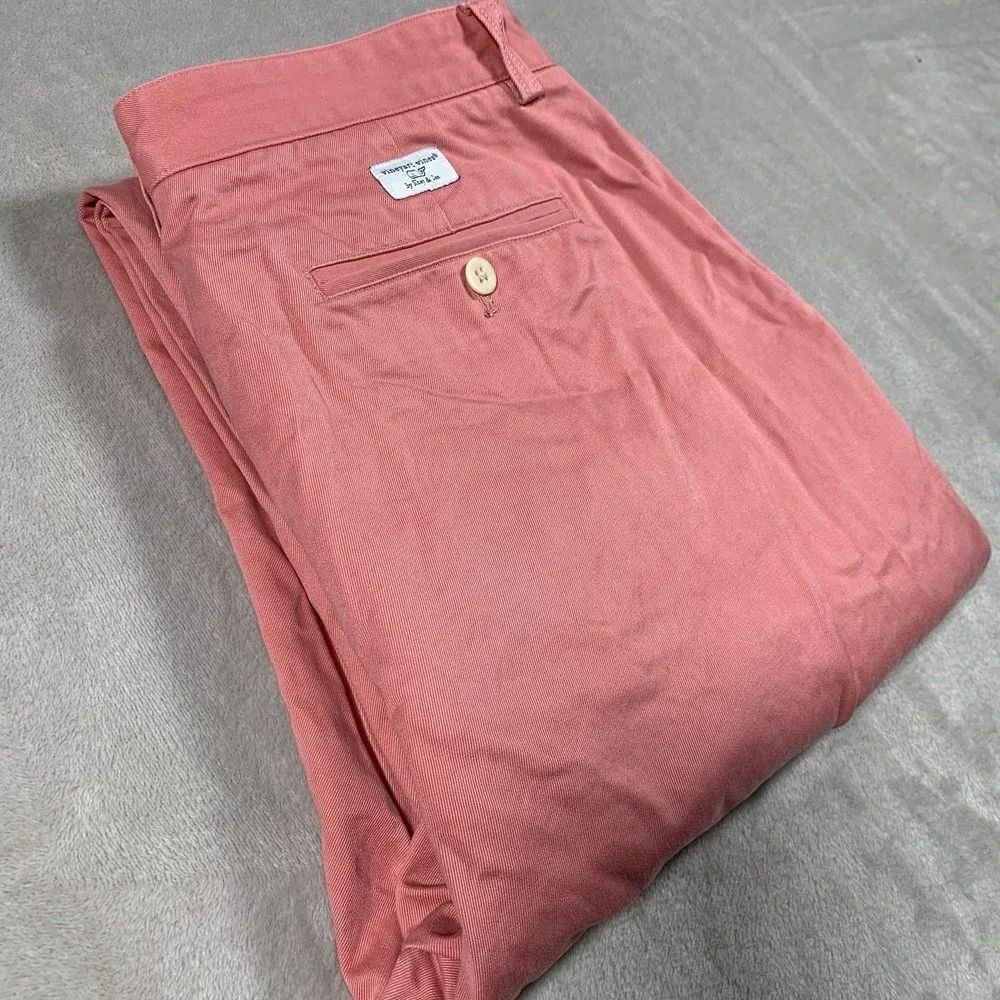 Vineyard Vines Club Pant 34X34* Pink Salmon Flat Front Straight Leg Chino Cotton